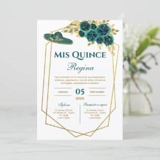 Greenery Floral Quinceañera Spanish  Einladung