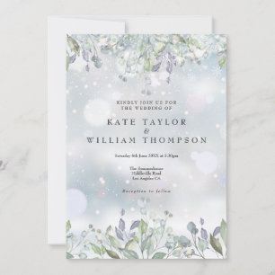Greenery Floral Sage Lilac Winter Wedding Einladung