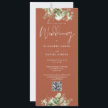 Greenery Floral Terracotta QR Code Wedding Einladung<br><div class="desc">Eine grüne Blütenhochzeit mit eleganter Kalligraphie-Schrift Typografie und Ihrem Hochzeitswebsite QR-Code auf Terrakotta-Hintergrund. Entwickelt von Thisisnotme©</div>