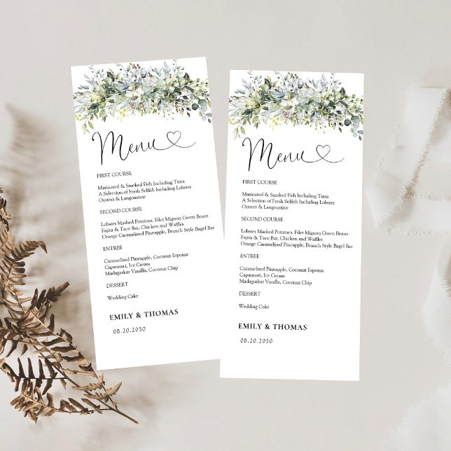 Greenery Floral Wedding Ceremony Menü Menükarte (Von Creator hochgeladen)