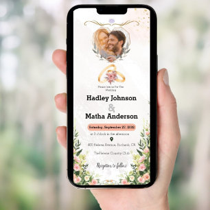 Greenery Floral Wedding Foto elektronisch Einladung
