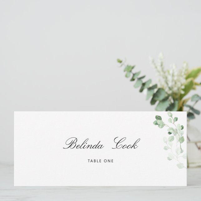 Greenery Floral Wedding Place Card Einladung (Stehend Vorderseite)