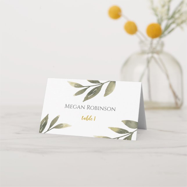 Greenery Floral Wedding Zelt Platzkarte (Vorderseite)