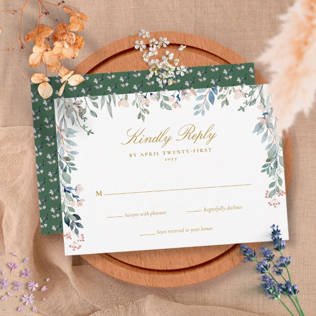 Greenery Floral Wildblumen Wedding RSVP Karte (Greenery Floral Wildflowers Wedding RSVP Card)