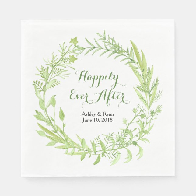 Greenery Floral Wreath Wedding Serviette (Vorderseite)