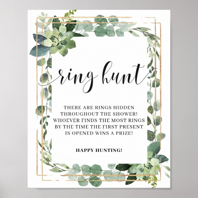 Greenery Folaige Eukalyptus Ring Hunt Spielzeichen Poster (Vorne)