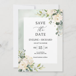 Greenery Foliage Boho Floral Save the Date Card
