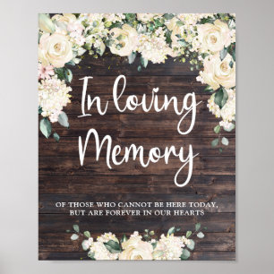 Greenery foliage boho wood in loving memory sign poster