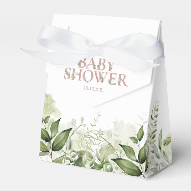 Greenery Foliage Dusty Rose Babydusche Geschenkschachtel (Vorderseite)