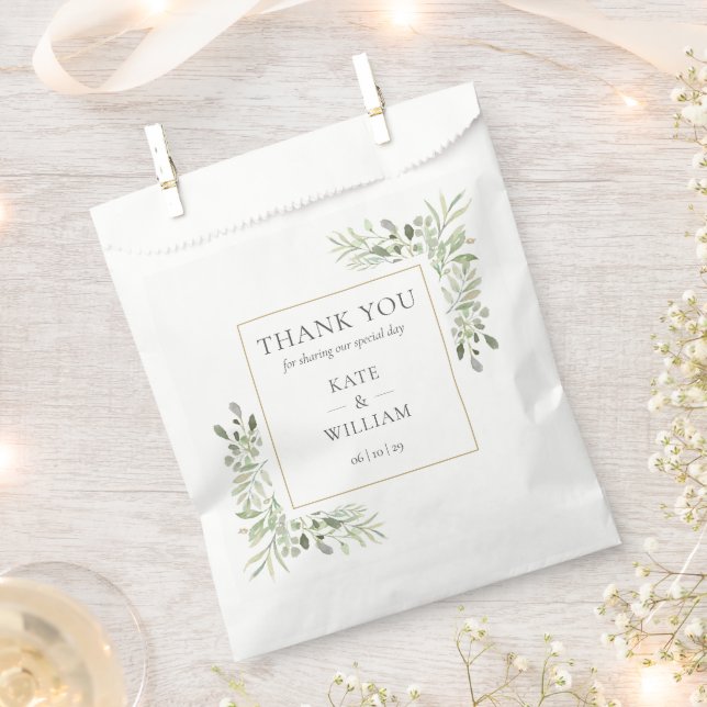 Greenery Foliage Vielen Dank für Ihre Gefallen Tas Geschenktütchen (Ausgeschnitten)