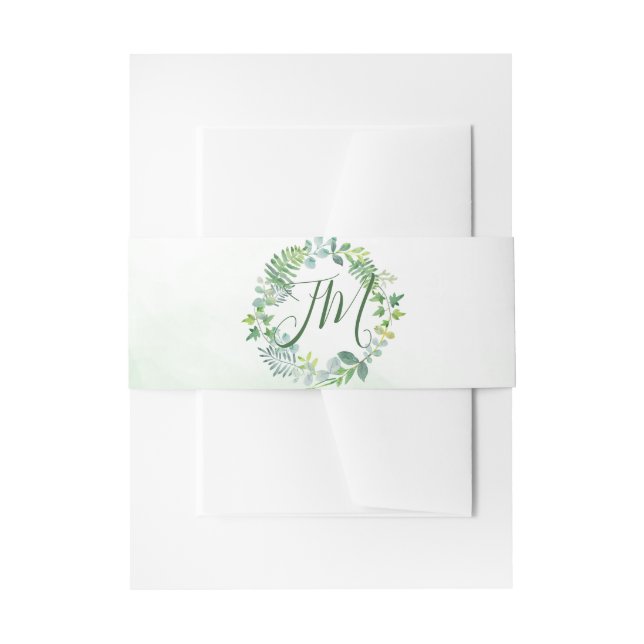 Greenery Foliage Wreath Wedding Einladungsbanderole (Vorderseite Beispiel)
