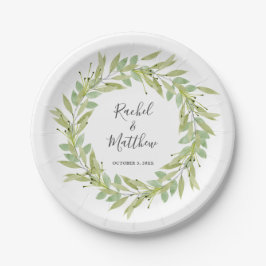 Greenery Foliage Wreath Wedding Pappteller