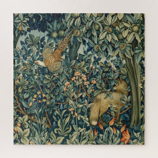 GREENERY,FOREST ANIMALS Pheasant ,Fox,Green Floral (Vertikal)
