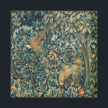 GREENERY,FOREST ANIMALS Pheasant ,Fox,Green Floral Magnet<br><div class="desc">Digital elaboration by Bulgan Lumini from William Morris.tapestry.</div>
