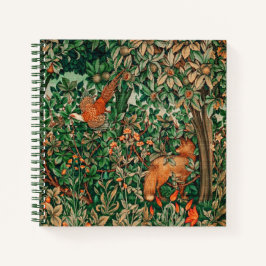 GREENERY,FOREST ANIMALS Pheasant ,Fox,Green Floral Notizbuch