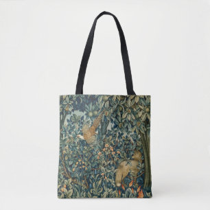 GREENERY,FOREST ANIMALS Pheasant ,Fox,Green Floral Tasche
