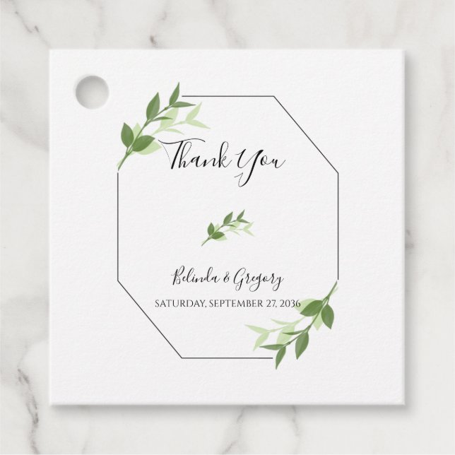 Greenery Garden Blätter Rahmen Wedding Geschenk Geschenkanhänger (Vorderseite)