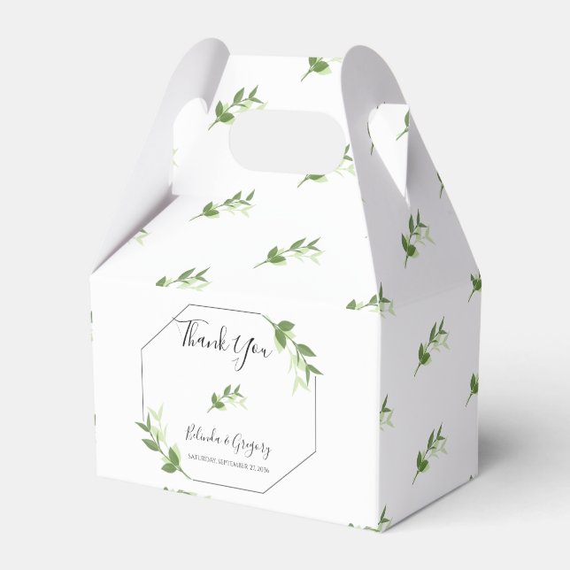 Greenery Garden Blätter Rahmen Wedding Geschenkschachtel (Vorderseite)