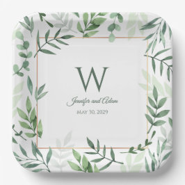 Greenery Garden Initial Wedding Paper Teller