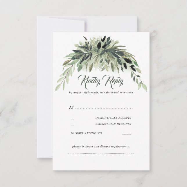 Greenery Garland Wedding RSVP Karte (Vorderseite)