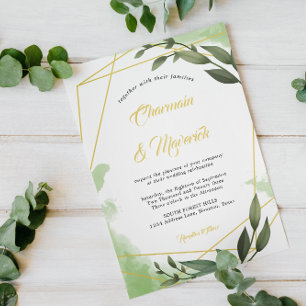 Greenery Geo Frame Wedding Einladung