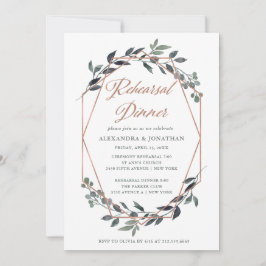 Greenery Geo | Rose Gold Probe Dinner Einladung