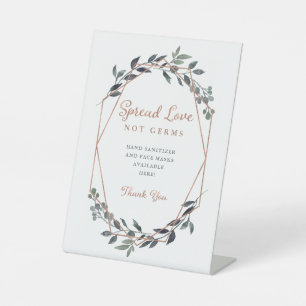 Greenery Geo Rose Gold Wedding Covid Safety Sockelschild