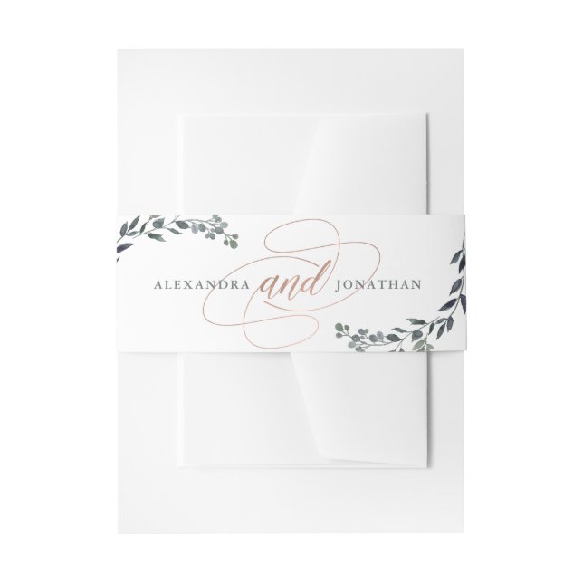 Greenery Geo | Rose Gold Wedding Einladungsbanderole (Vorderseite Beispiel)