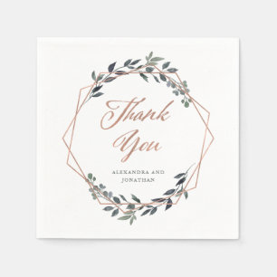 Greenery Geo   Rose Gold Wedding Serviette