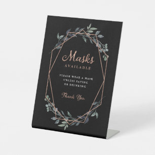 Greenery Geo   Rose Gold Wedding   Stoff Mund-Nase Sockelschild