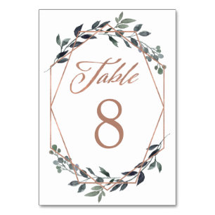 Greenery Geo Rose Gold Wedding Tischnummer