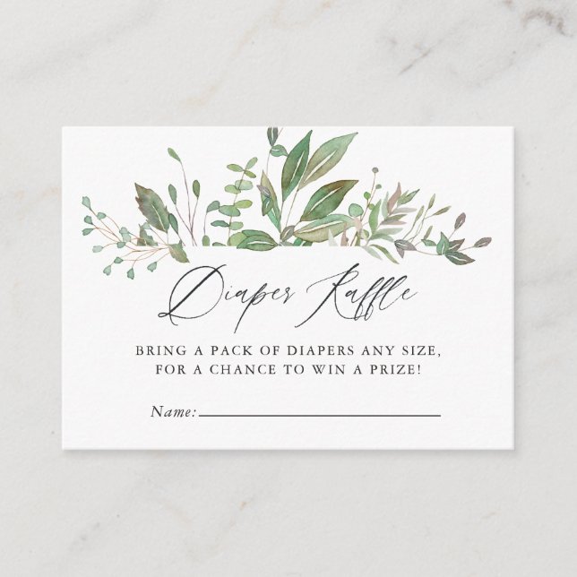 Greenery Geometric Baby Duwer Diaper Raffle Begleitkarte (Vorderseite)