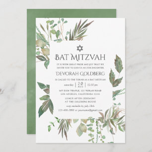 Greenery Geometric Bat Mitzvah Einladung
