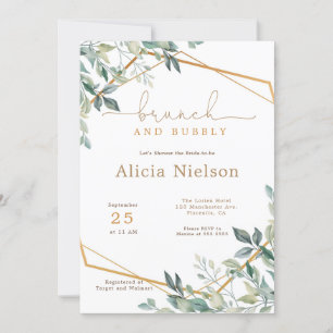 Greenery Geometric Brunch & Bubbly Brautparty Einladung