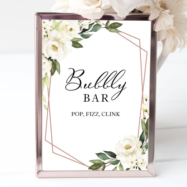 Greenery Geometric Bubbly Bar Pop Fizz Clink Sign Poster (Von Creator hochgeladen)