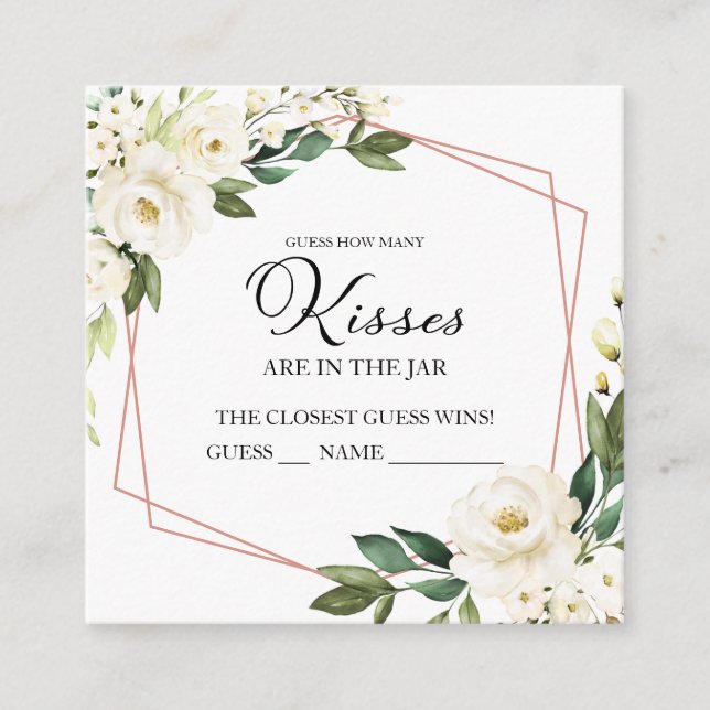 Greenery Geometric rät wie viele Kisses Cards Begleitkarte (Vorderseite)
