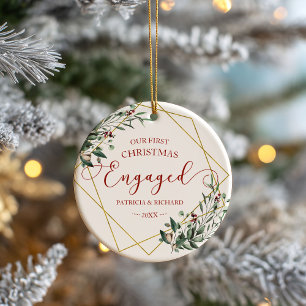 Greenery Geometric Unser erstes Weihnachtsfest Ver Keramik Ornament