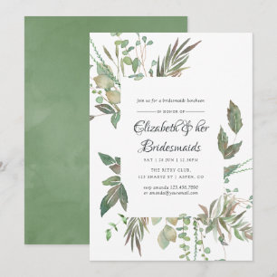 Greenery Geometric Wedding Bridesmaids Luncheon Einladung