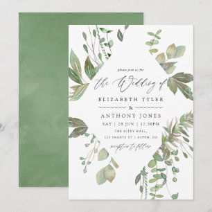 Greenery Geometric Wedding Einladung