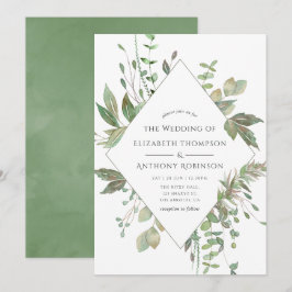 Greenery Geometric Wedding Einladung