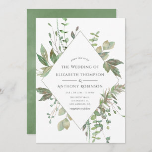 Greenery Geometric Wedding Einladung