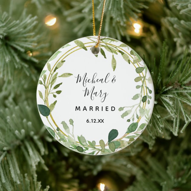 Greenery Geometric Wedding Ornament Gift (Baum)