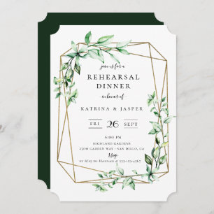 Greenery Geometric Wedding Probe Dinner Einladung