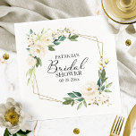 Greenery Geometric White Floral Brautparty Serviette<br><div class="desc">Greenery Geometric White Floral Brautparty Napkins</div>
