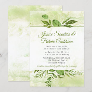Greenery Gerahmt Watercolor Splash Wedding Einladung