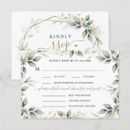 Greenery & Gold 3 Drei Mahlzeiten Auswahl Rustikal RSVP Karte