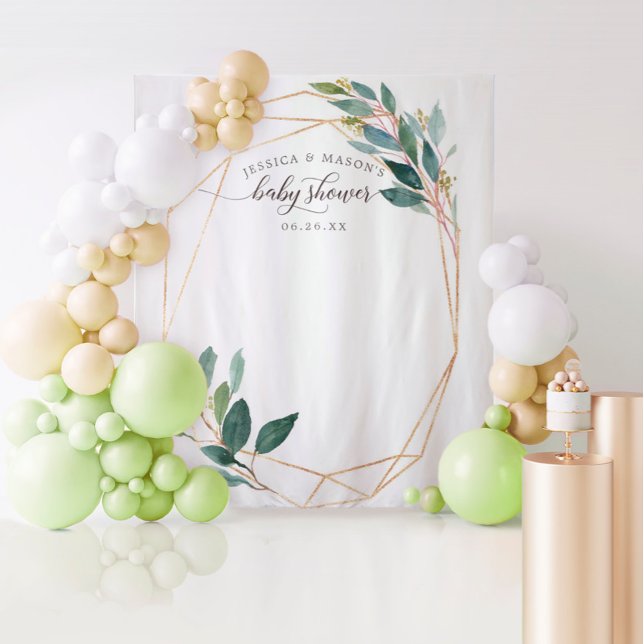 Greenery Gold Baby Shower Backdrop Foto Booth Wandteppich (Von Creator hochgeladen)