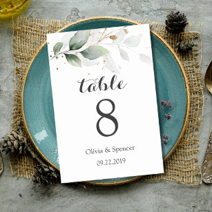 Greenery Gold Blätter Elegante Hochzeitsfeier Tisc Tischnummer
