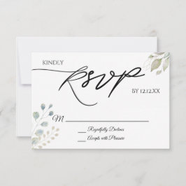 Greenery Gold Botanical Blätter RSVP Card Karte