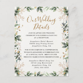 Greenery Gold Elegant Watercolor Boho Leaf Wedding Begleitkarte